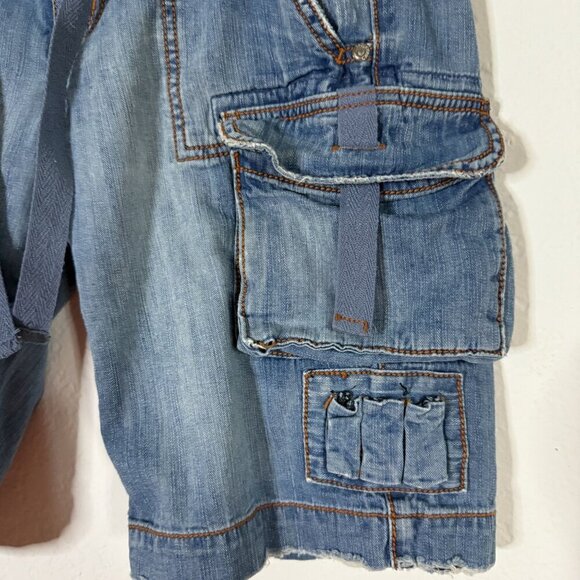 Z. Cavaricci Distressed Denim Cargo Shorts SZ 5 Pockets & Drawstrings Indie - Picture 7 of 7